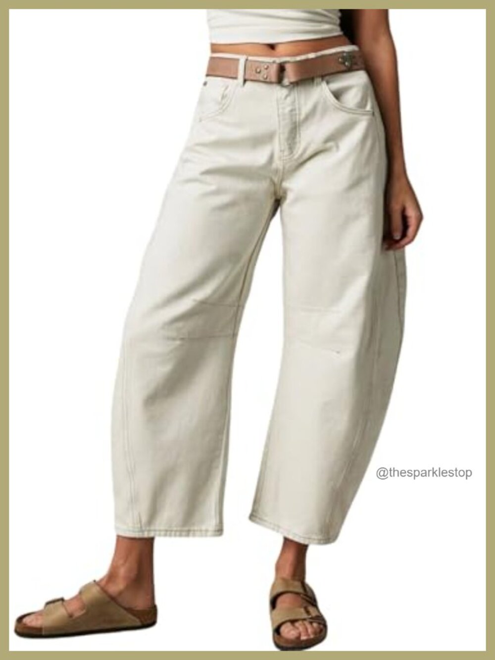 CHARTOU Women's Wide Leg Cropped Baggy Boyfriend Harem Denim Jeans